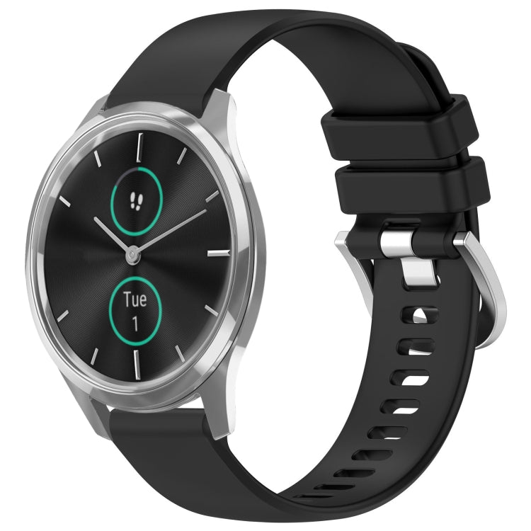 Liquid Glossy Silver Buckle Silicone Watch Band, For Garmin VivoMove Luxe / Garminmove Luxe, For Garmin Forerunner 645 / 645 Music, For Garmin Approach S40, For Garmin Vivomove3 / Garminmove3