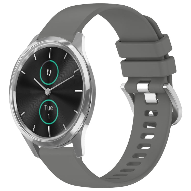 Liquid Glossy Silver Buckle Silicone Watch Band, For Garmin VivoMove Luxe / Garminmove Luxe, For Garmin Forerunner 645 / 645 Music, For Garmin Approach S40, For Garmin Vivomove3 / Garminmove3