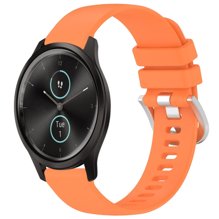 Liquid Glossy Silver Buckle Silicone Watch Band, For Garmin Forerunner245 / 245 Music, For Garmin VivoMove Style / Vivomove, For Garmin Vivomove HR Sport, For Garmin Vivoactive 5