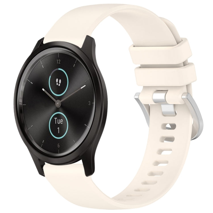 Liquid Glossy Silver Buckle Silicone Watch Band, For Garmin Forerunner245 / 245 Music, For Garmin VivoMove Style / Vivomove, For Garmin Vivomove HR Sport, For Garmin Vivoactive 5