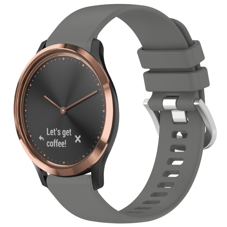Liquid Glossy Silver Buckle Silicone Watch Band, For Garmin Forerunner245 / 245 Music, For Garmin VivoMove Style / Vivomove, For Garmin Vivomove HR Sport, For Garmin Vivoactive 5