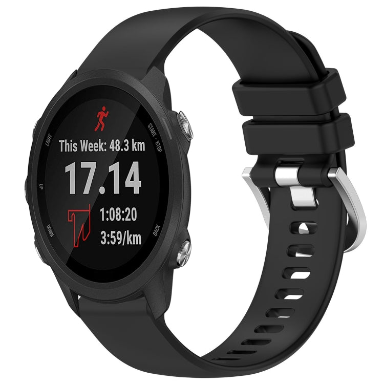 Liquid Glossy Silver Buckle Silicone Watch Band, For Garmin Forerunner245 / 245 Music, For Garmin VivoMove Style / Vivomove, For Garmin Vivomove HR Sport, For Garmin Vivoactive 5