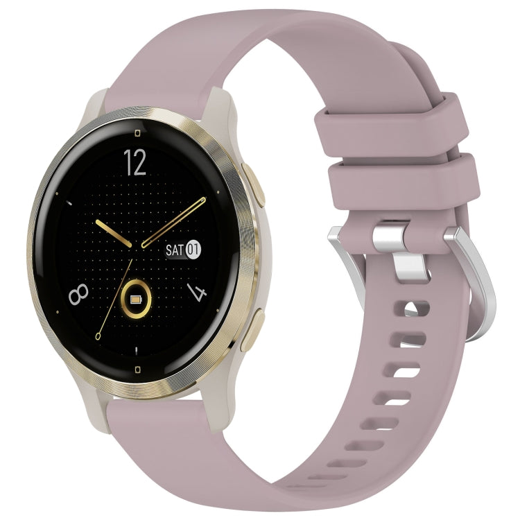 Liquid Glossy Silver Buckle Silicone Watch Band, For Garmin Venu 3S, For Garmin Forerunner 265S, For Garmin Forerunner 255S Music / 255S, For Garmin Venu 2S