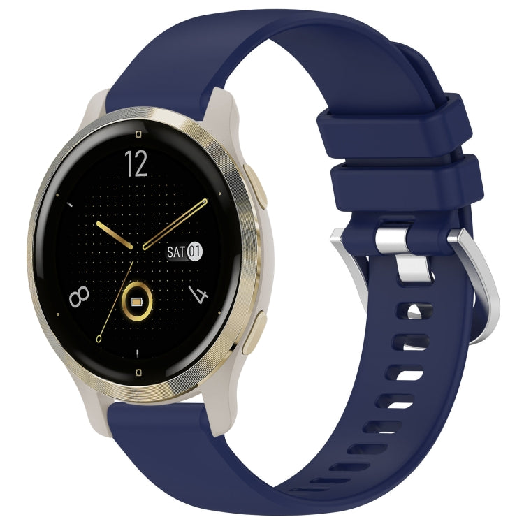 Liquid Glossy Silver Buckle Silicone Watch Band, For Garmin Venu 3S, For Garmin Forerunner 265S, For Garmin Forerunner 255S Music / 255S, For Garmin Venu 2S
