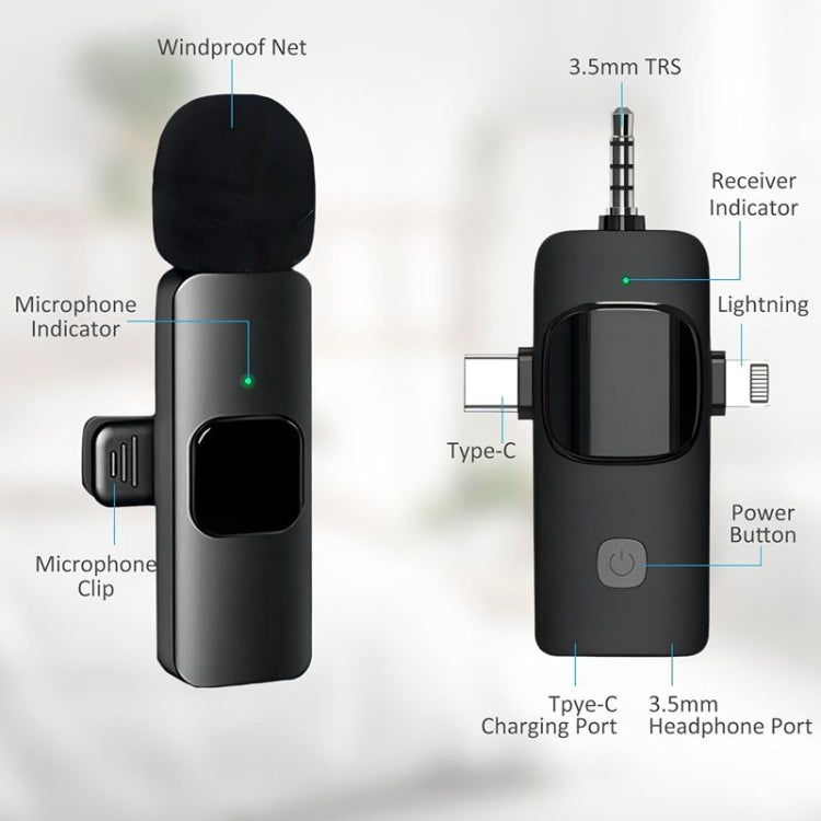 Microphones cravate sans fil pour iPhone / Android, 2 en 1, 3 en 1