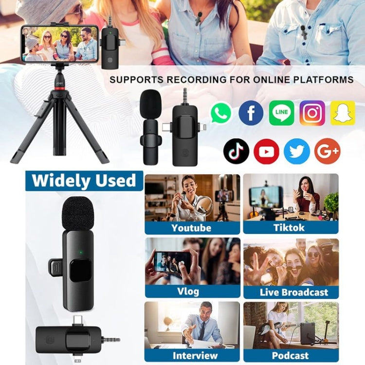 Microphones cravate sans fil pour iPhone / Android, 2 en 1, 3 en 1
