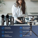 Microphones cravate sans fil pour iPhone / Android, 2 en 1, 3 en 1