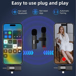 Microphones cravate sans fil pour iPhone / Android, 2 en 1, 3 en 1