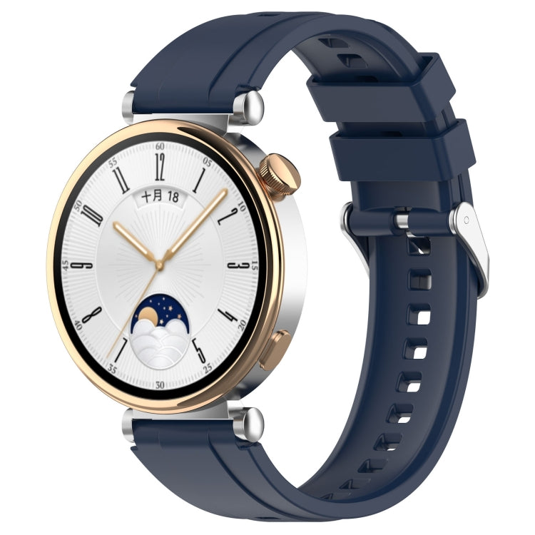 Official Steps Style Silver Buckle Silicone Watch Band, For Huawei Watch GT4 46mm, For Huawei Watch GT4 41mm