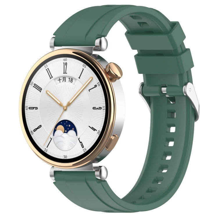 Official Steps Style Silver Buckle Silicone Watch Band, For Huawei Watch GT4 46mm, For Huawei Watch GT4 41mm
