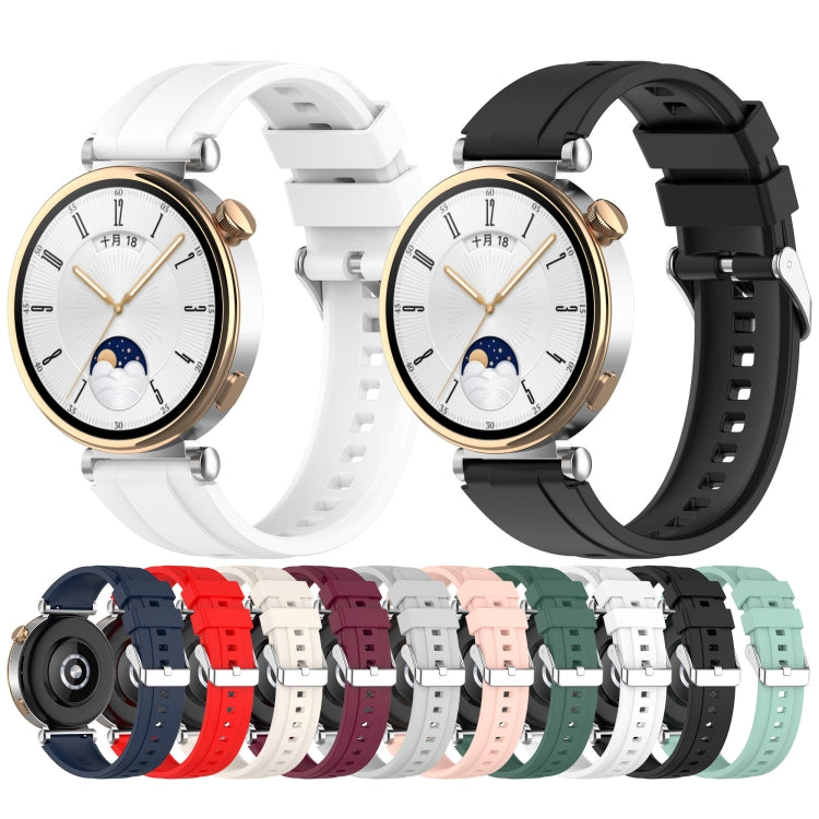 Official Steps Style Silver Buckle Silicone Watch Band, For Huawei Watch GT4 46mm, For Huawei Watch GT4 41mm