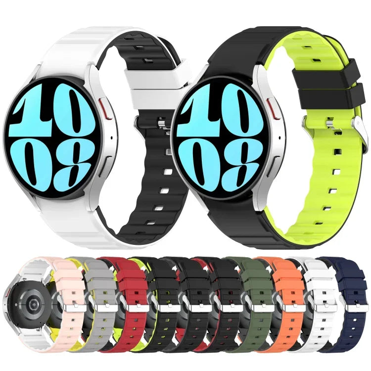 Bracelet de montre en silicone bicolore horizontal, pour Samsung Galaxy Watch 4, pour Samsung Galaxy Watch 4 Classic 46mm, pour Samsung Galaxy Watch 3 41mm
