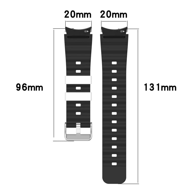 Bracelet de montre en silicone bicolore horizontal, pour Samsung Galaxy Watch 4, pour Samsung Galaxy Watch 4 Classic 46mm, pour Samsung Galaxy Watch 3 41mm