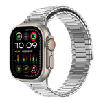 Bracelet de montre en métal d'acier inoxydable magnétique en bambou, Pour Apple Watch SE 2023 44mm, Pour Apple Watch SE 2023 40mm, Pour Apple Watch Ultra 2 49mm, Pour Apple Watch Series 9 45mm, Pour Apple Watch Series 9 41mm, Pour Apple Watch Ultra 49mm