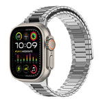 Bracelet de montre en métal d'acier inoxydable magnétique en bambou, Pour Apple Watch SE 2023 44mm, Pour Apple Watch SE 2023 40mm, Pour Apple Watch Ultra 2 49mm, Pour Apple Watch Series 9 45mm, Pour Apple Watch Series 9 41mm, Pour Apple Watch Ultra 49mm