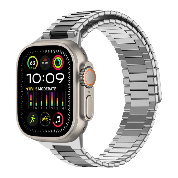 Bracelet de montre en métal d'acier inoxydable magnétique en bambou, Pour Apple Watch SE 2023 44mm, Pour Apple Watch SE 2023 40mm, Pour Apple Watch Ultra 2 49mm, Pour Apple Watch Series 9 45mm, Pour Apple Watch Series 9 41mm, Pour Apple Watch Ultra 49mm