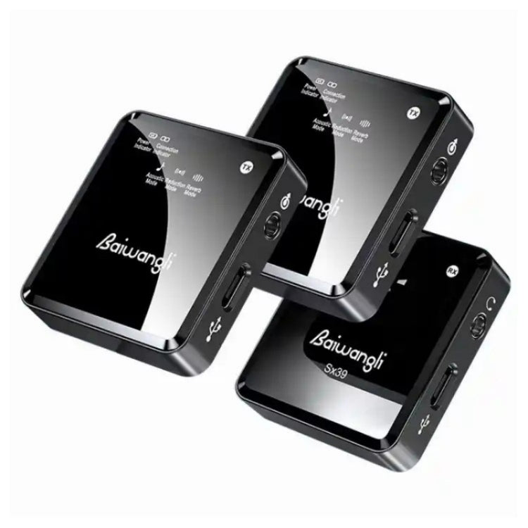 Microphone cravate sans fil SX39 avec réduction de bruit pour iPhone, avec double émetteur + récepteur, pour iPhone