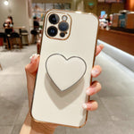 Coque de téléphone en TPU avec support cœur galvanisé, pour iPhone 14 Pro Max, pour iPhone SE 2022 / 2020 / 7 / 8, pour iPhone 13 Pro Max, pour iPhone 13 Pro, pour iPhone 13, pour iPhone 13 mini, pour iPhone 12, pour iPhone 12 Pro Max