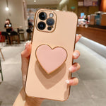 Coque de téléphone en TPU avec support cœur galvanisé, pour iPhone 14 Pro Max, pour iPhone SE 2022 / 2020 / 7 / 8, pour iPhone 13 Pro Max, pour iPhone 13 Pro, pour iPhone 13, pour iPhone 13 mini, pour iPhone 12, pour iPhone 12 Pro Max