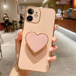 Coque de téléphone en TPU avec support cœur galvanisé, pour iPhone 14 Pro Max, pour iPhone SE 2022 / 2020 / 7 / 8, pour iPhone 13 Pro Max, pour iPhone 13 Pro, pour iPhone 13, pour iPhone 13 mini, pour iPhone 12, pour iPhone 12 Pro Max