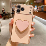 Coque de Téléphone en TPU avec Porte-Cœur Galvanisé, Pour iPhone 17e / 16e, Pour iPhone 17 Pro Max, Pour iPhone 17 Pro, Pour iPhone 17, Pour iPhone Air, Pour iPhone 16 Pro Max, Pour iPhone 16 Pro, Pour iPhone 16 Plus