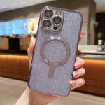 Coque de téléphone MagSafe en TPU à placage électrolytique à paillettes, Pour iPhone 16 Pro, Pour iPhone 16 Plus, Pour iPhone 16, Pour iPhone 15 Pro Max, Pour iPhone 15 Pro, Pour iPhone 15 Plus