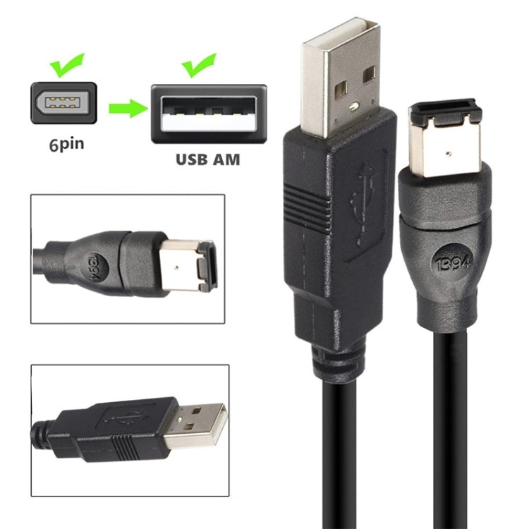 Câble adaptateur JUNSUNMAY Firewire IEEE 1394 6 broches mâle vers USB 2.0 mâle, 1.8m, 3m, 4.5m