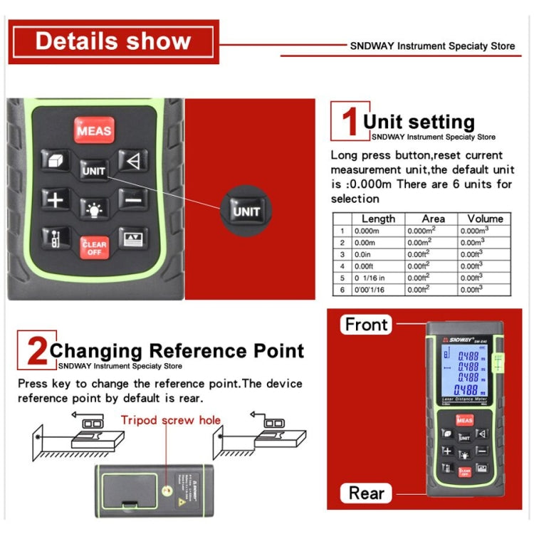 Télémètre laser portable SNDWAY SW-T60, SW-T60