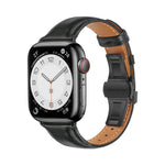 Bracelet de Montre en Cuir Lisse avec Boucle Papillon, Pour Apple Watch Series 9 41 mm, Pour Apple Watch Ultra 49 mm, Pour Apple Watch Series 8 41 mm, Pour Apple Watch Series 8 45 mm