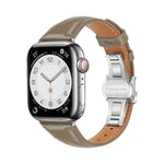 Bracelet de Montre en Cuir Lisse avec Boucle Papillon, Pour Apple Watch Series 9 41 mm, Pour Apple Watch Ultra 49 mm, Pour Apple Watch Series 8 41 mm, Pour Apple Watch Series 8 45 mm