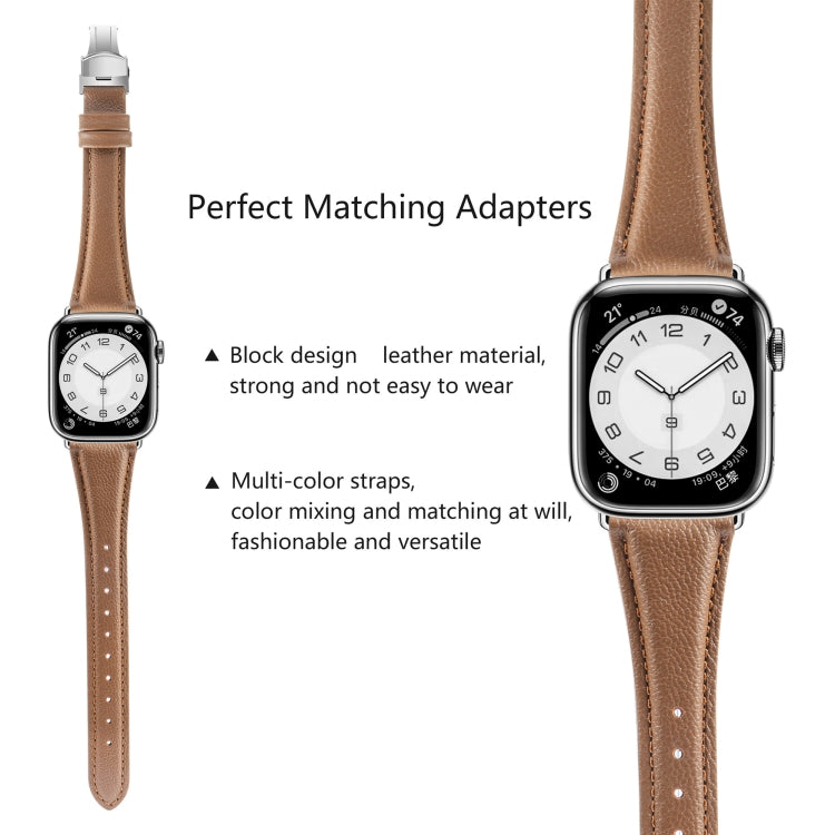 Bracelet de montre en cuir lisse avec boucle papillon, pour Apple Watch SE 2022 40mm, pour Apple Watch SE 2022 44mm, pour Apple Watch Series 7 41mm, pour Apple Watch Series 7 45mm