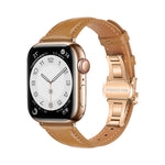 Bracelet de montre en cuir lisse avec boucle papillon, pour Apple Watch SE 2022 40mm, pour Apple Watch SE 2022 44mm, pour Apple Watch Series 7 41mm, pour Apple Watch Series 7 45mm