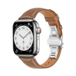 Bracelet de montre en cuir lisse avec boucle papillon, pour Apple Watch SE 2022 40mm, pour Apple Watch SE 2022 44mm, pour Apple Watch Series 7 41mm, pour Apple Watch Series 7 45mm