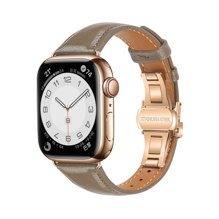Bracelet de montre en cuir lisse avec boucle papillon, pour Apple Watch SE 2022 40mm, pour Apple Watch SE 2022 44mm, pour Apple Watch Series 7 41mm, pour Apple Watch Series 7 45mm
