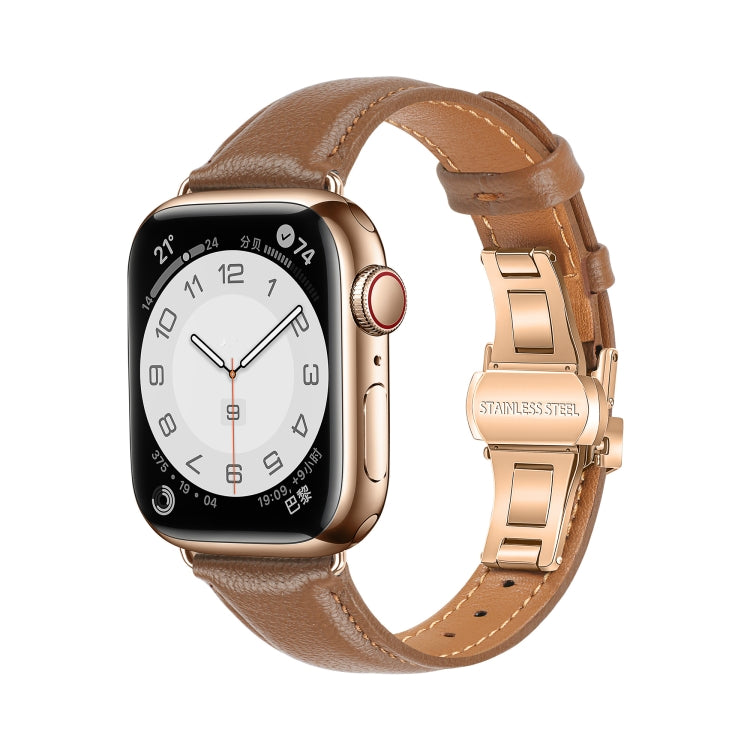 Bracelet de montre en cuir lisse avec boucle papillon, pour Apple Watch Series 6 40mm, pour Apple Watch Series 6 44mm, pour Apple Watch Series 5 44mm, pour Apple Watch Series 5 40mm