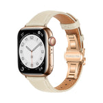 Bracelet de montre en cuir lisse avec boucle papillon, pour Apple Watch Series 6 40mm, pour Apple Watch Series 6 44mm, pour Apple Watch Series 5 44mm, pour Apple Watch Series 5 40mm