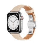 Bracelet de montre en cuir lisse avec boucle papillon, pour Apple Watch Series 6 40mm, pour Apple Watch Series 6 44mm, pour Apple Watch Series 5 44mm, pour Apple Watch Series 5 40mm