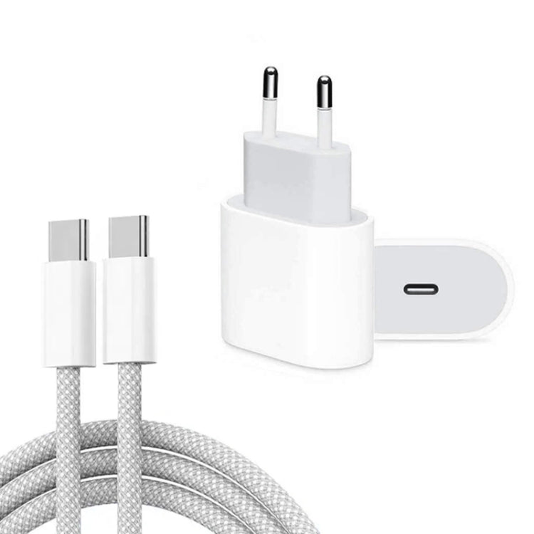 Chargeur PD35W USB-C / Type-C avec câble de données Type-C vers Type-C de 1m, prise EU, prise EU + câble Type-C