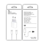 Chargeur PD35W USB-C / Type-C avec câble de données Type-C vers Type-C de 1m, prise EU, prise EU + câble Type-C