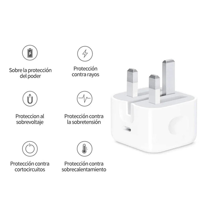 Chargeur PD35W USB-C / Type-C avec câble de données Type-C vers Type-C de 1m, prise UK, prise UK + câble Type-C