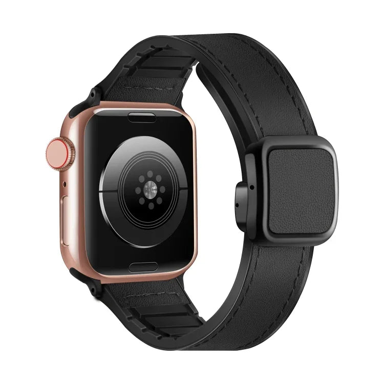 Bracelet de montre en silicone PU avec boucle carrée magnétique, pour Apple Watch Series 4 44 mm, pour Apple Watch Series 4 40 mm, pour Apple Watch Series 3 38 mm, pour Apple Watch Series 3 42 mm
