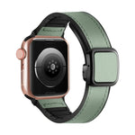 Fold Magnetic Square Buckle PU Silicone Watch Band, For Apple Watch Series 4 44mm, For Apple Watch Series 4 40mm, For Apple Watch Series 3 38mm, For Apple Watch Series 3 42mm