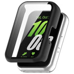 For Samsung Galaxy Fit 3 SM-R390 PC + Tempered Glass Film Integrated Watch Protective Case, Pink, Silver, Midnight Blue, Green, Black, Sakura Pink, Ink Blue, Pine Green, Ivory White, Transparent, Bright Black