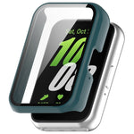 For Samsung Galaxy Fit 3 SM-R390 PC + Tempered Glass Film Integrated Watch Protective Case, Pink, Silver, Midnight Blue, Green, Black, Sakura Pink, Ink Blue, Pine Green, Ivory White, Transparent, Bright Black