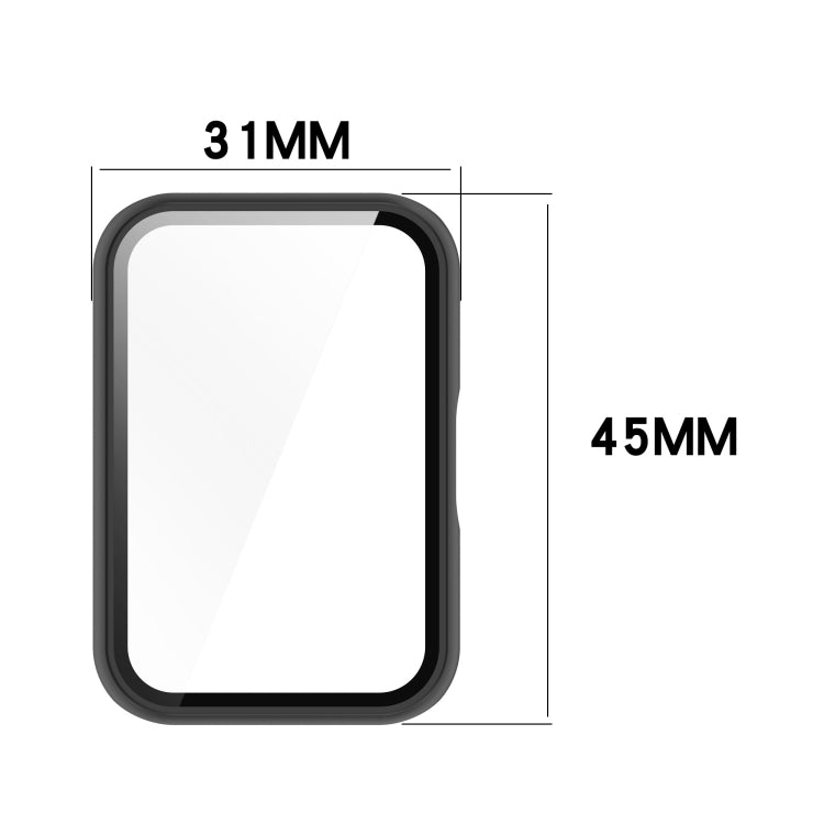 For Samsung Galaxy Fit 3 SM-R390 PC + Tempered Glass Film Integrated Watch Protective Case, Pink, Silver, Midnight Blue, Green, Black, Sakura Pink, Ink Blue, Pine Green, Ivory White, Transparent, Bright Black