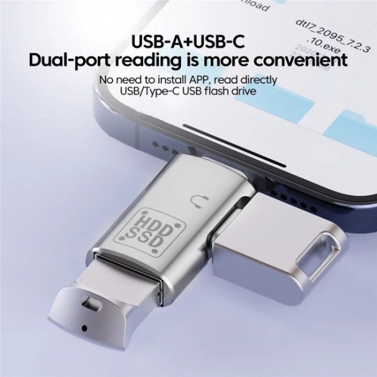 Adaptateur OTG JS-109 USB-C / Type-C vers Type-C + USB 3.0 pour casque numérique et clé USB, Type-C vers Type-C + USB
