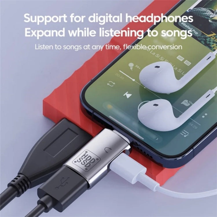 Adaptateur OTG JS-109 USB-C / Type-C vers Type-C + USB 3.0 pour casque numérique et clé USB, Type-C vers Type-C + USB