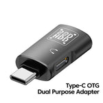 Adaptateur OTG JS-109 USB-C / Type-C vers Type-C + USB 3.0 pour casque numérique et clé USB, Type-C vers Type-C + USB
