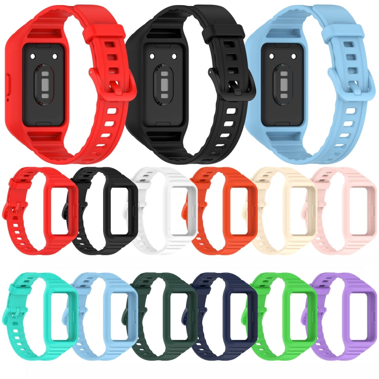 For Samsung Galaxy Fit 3 Integrated TPU Watch Band, Red, Black, White, Orange, Beige, Pink, Cyan, Sky Blue, Dark Green, Dark Blue, Green, Purple
