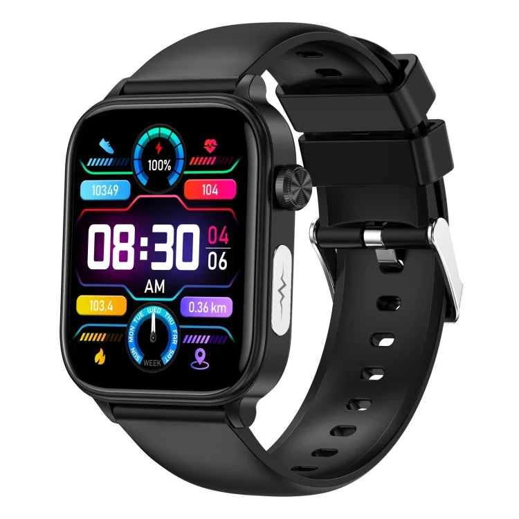 Montre connectée ET570 avec écran couleur de 1,96 pouce, bracelet en silicone, compatible avec les appels Bluetooth et l'ECG